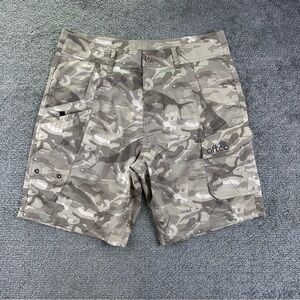 AFTCO Tactical Fishing Shorts Grey Camo Cargo Size 34 Ripstop NWOT